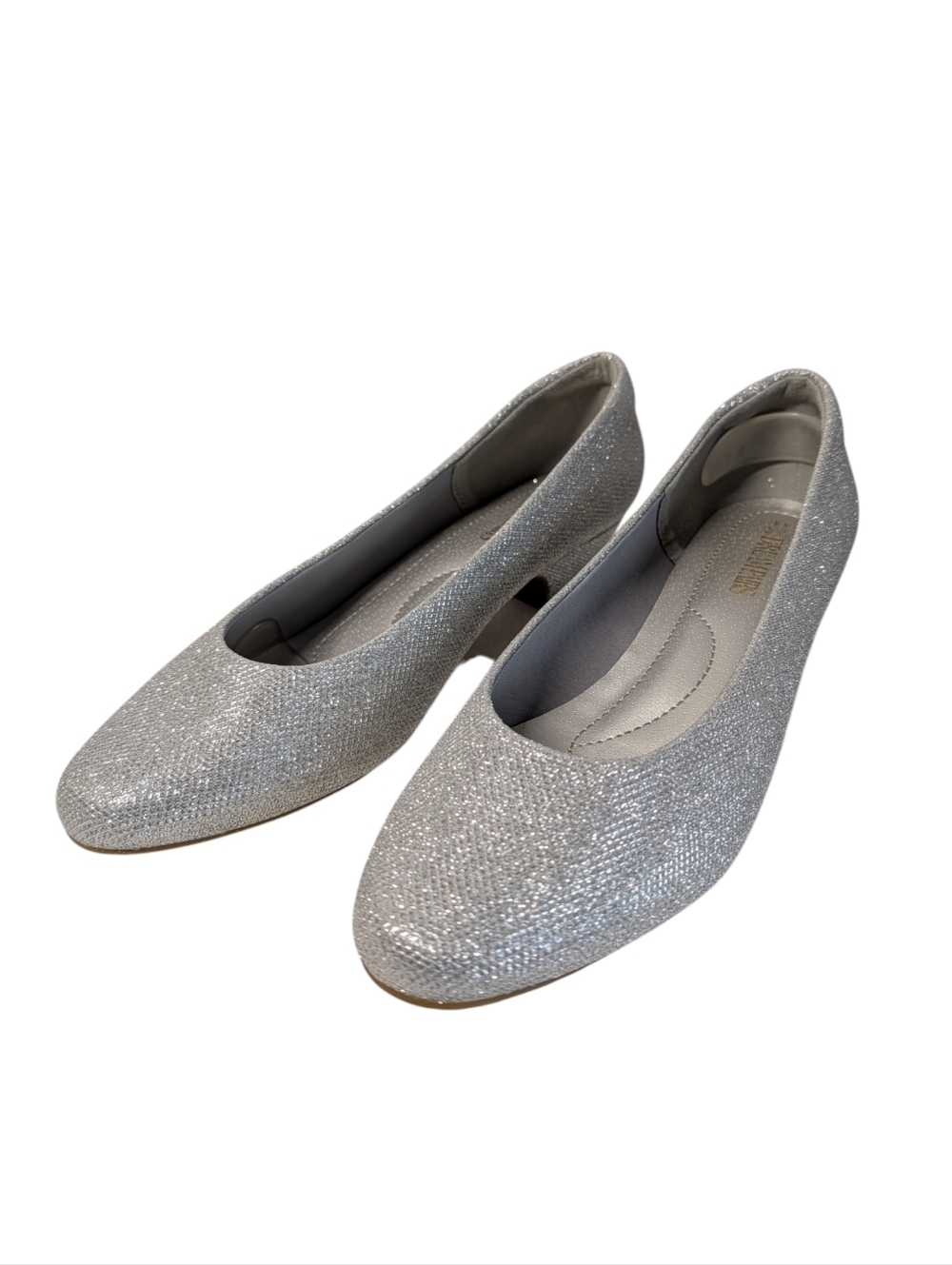 Dream Pairs Mila Silver Glitter Low Block Heel Pumps Size 11 Sparkly Wedding